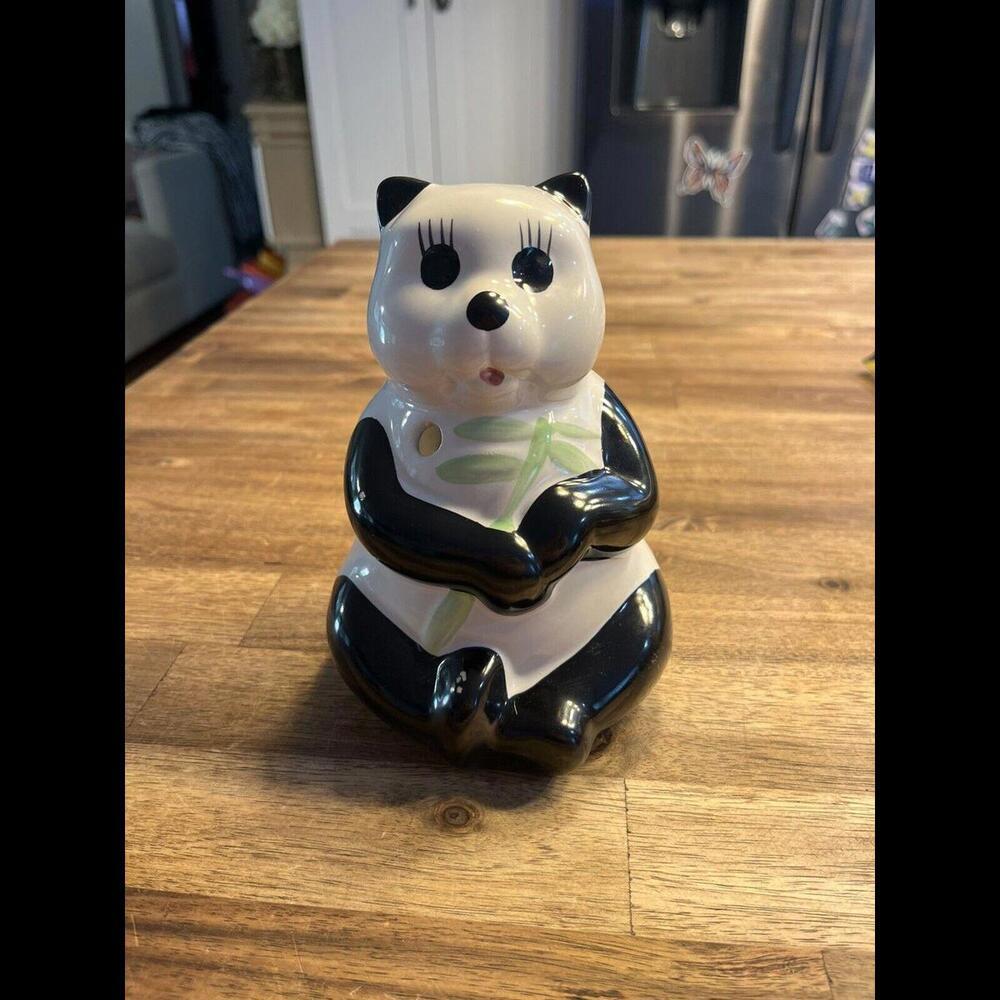 Panda Bear Ceramic Planter Vintage‎ Black and White Bear 5.5”